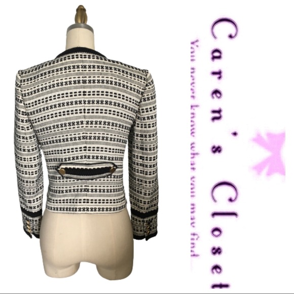 Juicy Couture Black & White Embroidered Cropped Bolero Blazer Jacket - Picture 4 of 8